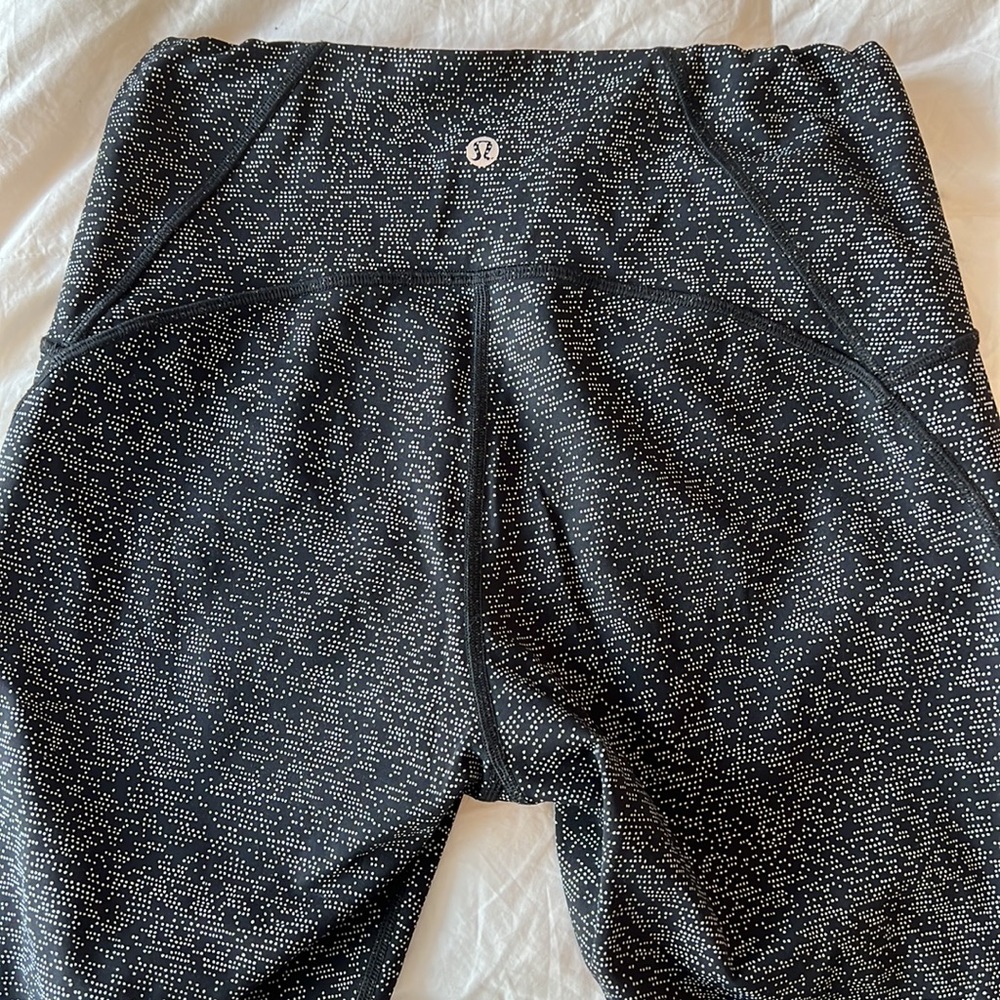 Lululemon size 8 black leggings with white polka dots